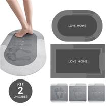Kit 2 Tapete Piso Pedra Diatomácea Super Absorvente Antiderrapante Borracha Resistente