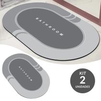 Kit 2 Tapete Piso Pedra Diatomácea Super Absorvente Antiderrapante Borracha Resistente