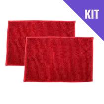 Kit 2 Tapetes Banheiro Bolinha Antiderrapante Seca rápido Microfibra