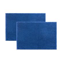Kit 2 Tapetes Bolinhas Anti Derrapante Microfibra Macio Banheiro Azul 38x58cm