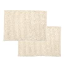 Kit 2 Tapetes Bolinhas Bege Microfibra Soft Anti Derrapante Banheiro Jolitex 38x58