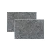 Kit 2 Tapetes de Banheiro Antiderrapante Bolinha Microfibra Macio Cinza 40x60cm