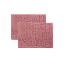Kit 2 Tapetes de Banheiro Antiderrapante Bolinha Microfibra Macio Rosa 40x60cm