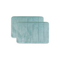 Kit 2 Tapetes de Banheiro Antiderrapante Emborrachado Macio Super Soft Camesa Verde 60x40cm