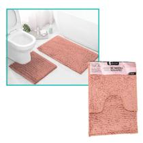 Kit 2 Tapetes De Banheiro Microfibra Antiderrapante Bolinha Premium