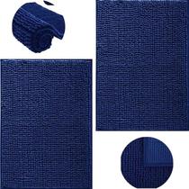 Kit 2 Tapetes de Porta Felpudo Super Macio Macarrão 38x58 cm Azul Escuro Gif Util