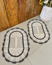 Kit 2 Tapetes Leque com Listra 70cm x 45cm Crochê Artesanal