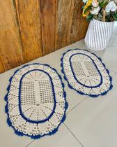 Kit 2 Tapetes Leque com Listra 70cm x 45cm Crochê Artesanal