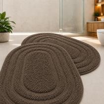 Kit 2 Tapetes Ovais Bella Casa Premium Maciez, Absorção e Elegância Para Banheiro Medidas 40cm x 60cm Kit 2 Tapetes Ovais Bella Casa Premium Maciez, Absorção e Elegância Para Banheiro Medidas 40cm x 60cm