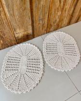 Kit 2 Tapetes Oval P 55cm x 40cm Colorido Crochê Artesanal