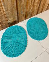Kit 2 Tapetes Oval P 55cm x 40cm Colorido Crochê Artesanal