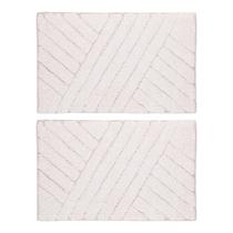 Kit 2 Tapetes Para Banheiro Algodão Branco Jacquard 40x60cm