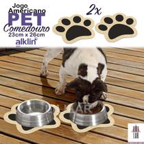 Kit 2 Tapetes Pet Comedouro Pata Antiderrapante Cachorro Gato 23x26cm - Alklin