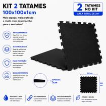 Kit 2 Tatames Tapetes Eva 100x100x1cm 1x1 Metro 10mm Preto Kit 2 Tatames Tapetes Eva 100x100x1cm 1x1 Metro 10mm Preto