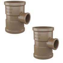 Kit 2 Te Soldável Redução Marrom Água Fria 40X25mm Kit 2 Te Soldável Redução Marrom Água Fria 40X25mm