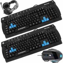 Kit 2 Teclados E Mouse Gamer Black Hawk Fortrek + Fone Gamer