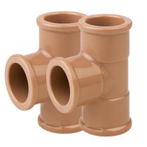 Kit 2 tee soldavel pvc marrom krona 60x2 plastubos