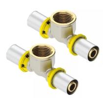 Kit 2 Tee Te Conector Femea P/gas 16mm X 1/2 Multi Pex Emmeti