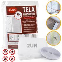 Kit 2 Tela Mosquiteiro Para Janela Com Tiras Autocolantes 130x150cm Anti-Mosquito Baratas e Insetos com Adesivo Colante