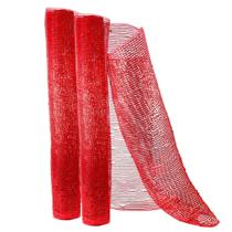 Kit 2 Telas Decorativa Natal Malha Tule Trançado Vermelho 52cm x 5m Brilhante Premium