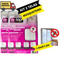 Kit 2 Telas Mosqueteira Anti Mosquito E insetos Para Janelas Com Alto Colante Removível Top 1,5mX 1,