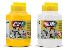 Kit 2 TEMPERA GUACHE Acrilex 250ml - AMARELO e BRANCO 02025