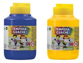 Kit 2 TEMPERA GUACHE Acrilex 250ml - AZUL e AMARELO - 02025