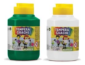 Kit 2 TEMPERA GUACHE Acrilex - 250ml - VERDE e BRANCO - 02025511 / 02025519