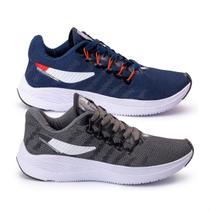 Kit 2 Tenis Academia Confortável Corrida Caminhada 34-43 Kit 2 Tenis Academia Confortável Corrida Caminhada 34-43