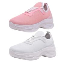 Kit 2 tênis casual feminino sola ortopédica perfeito pro seu dia Kit 2 tênis casual feminino sola ortopédica perfeito pro seu dia