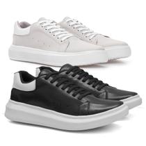 Kit 2 Tenis Casual Masculino Sola Alta Flat Plataforma Facil Calce Conforto Macio
