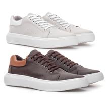 Kit 2 Tenis Casual Masculino Sola Alta Flat Plataforma Facil Calce Conforto Macio - Macqueen