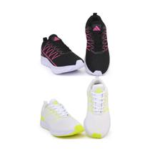 Kit 2 Tênis Esportivo Feminino Masculino Cadarço Treino Caminhada Leve Confortável Kit 2 Tênis Esportivo Feminino Masculino Cadarço Treino Caminhada Leve Confortável