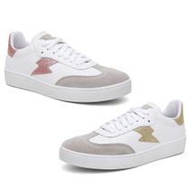 Kit 2 Tênis Feminino Casual Detalhe em Camurça Bardone