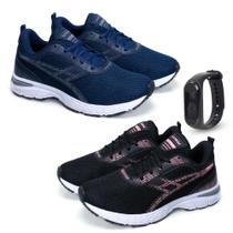 Kit 2 Tênis Feminino Esporte + Relógio Silicone Digital