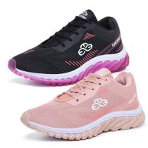 Kit 2 Tênis Feminino Esportivo Evoltenn Tube Runner Pink e Nude