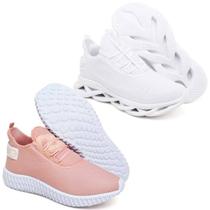 Kit 2 Tênis Feminino Evoltenn Easy Modelos Diferentes BRANCO/NUDE