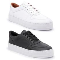 Kit 2 Tênis Feminino Flatform Cadarço Moderno Conforto Kit 2 Tênis Feminino Flatform Cadarço Moderno Conforto