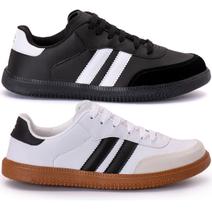 Kit 2 tenis feminino masculino retrô confortável estiloso unissex casual moderno macio leve urbano Kit 2 tenis feminino masculino retrô confortável estiloso unissex casual moderno macio leve urbano