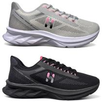 Kit 2 Tênis Feminino Running Sport Fitness Academia Lançamento Confortável Durável Estiloso Kit 2 Tênis Feminino Running Sport Fitness Academia Lançamento Confortável Durável Estiloso