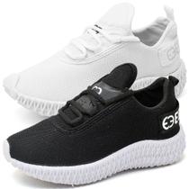 Kit 2 Tênis Infantil Masculino Esportivo Colmeia Branco e Preto Kit 2 Tênis Infantil Masculino Esportivo Colmeia Branco e Preto