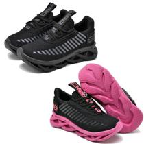 Kit 2 Tênis Infantil Menina Confortavel Preto Pink Kit 2 Tênis Infantil Menina Confortavel Preto Pink