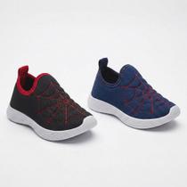 Kit 2 Tênis Infantil Menino Calce Fácil Escolar Confortável Bordado Kimimo