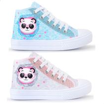 Kit 2 Tênis Infantil Panda Glitter Botinha Feminino 042