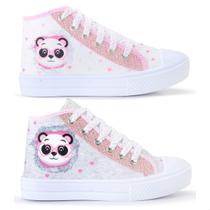 Kit 2 Tênis Infantil Panda Glitter Botinha Feminino 042