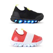 Kit 2 Tenis Infantil Sonic Led Luzinha Colorida Calce Facil