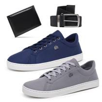 Kit 2 Tênis Masculino Casual + Cinto + Carteira Social