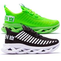 Kit 2 Tênis Masculino Casual Oldsen Jaguar corrida academia