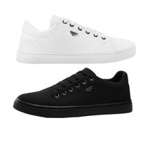 KIT 2 Tenis Masculino PRETO e BRANCO Casual - 37 ao 43