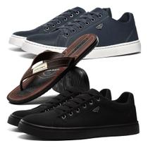 Kit 2 Tênis Masculino Sapatenis Blaqueado + Chinelo Danper